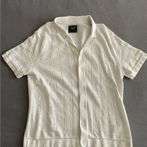 Abercrombie Camp Collar Crochet Shirt size L